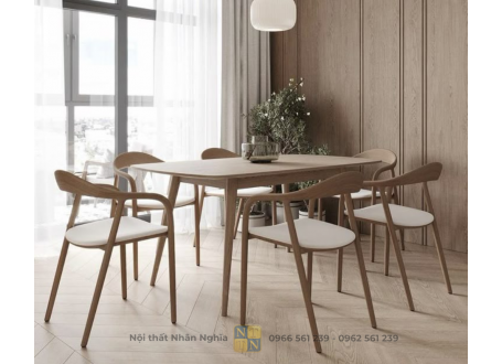BỘ BÀN ĂN 6 GHẾ GỖ SỒI NHẬP KHẨU